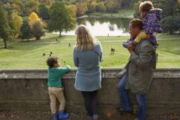 A family enjoying Claremont Landscape Garden, Surrey - Copyright National Trust Images.Arnhel de Serra