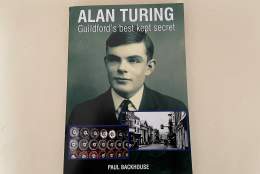 Alan Turing History Book on sale at Guildford Tourist Information Centre