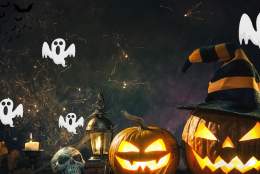 Halloween pumpkins and ghosts poster