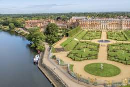 An arial view of Hampton Court Palace