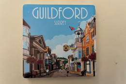 Guildford Retro Magnet on sale at the Guildford Tourist Information Centre