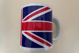 Union flag mug on sale at Guildford Tourist Information Centre