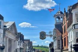 The Union Flag flying over Guildford High Street