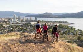 Mountain Bikers at Shale Trail Lookout at Knox Mountain 4