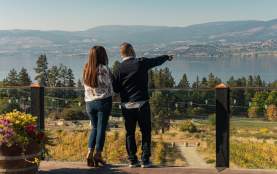 Couple enjoying the view at Summerhill Pyramid Winery 1