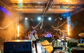 Band Performing on Stage at CCMA House Live Viewed from Behind Drums
