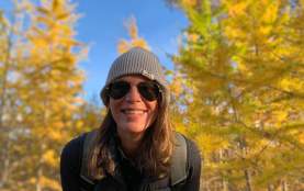 Lisa Kadane pictured with Larch Trees