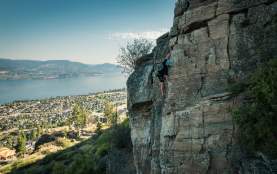 Chris de Vries rock climbing