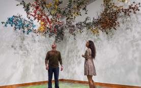 Couple exploring Kelowna Art Gallery, spring 2025