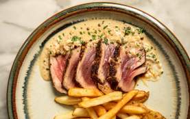 Tuna Steak Au Poivre & Frites - Maria's Oyster & Wine Bar