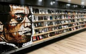 A bookshelf inside Baldwin & Co.