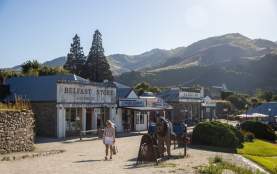 Women walking through Cromwell's Heritage Precinct