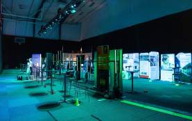 Exhibition display of a range of different electric businesses and prototypes up for display