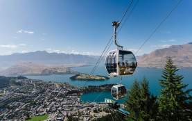 Skyline Queenstown Gondola overlooking Downtown Queenstown and The Remarkables