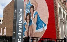 41/40 signpost at Larry Bird Sports Illustrated mural
