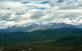 Wyoming mountain range set against cloudy sky