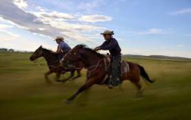 Men riding horses