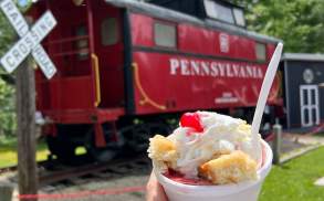 Ice cream sundae at the Caboose Food & Ice Cream in Madison Twp, PA