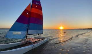 Boat with sunset