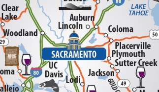 Satellite View and Map of the City of Sacramento, California