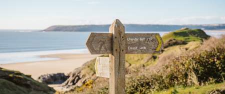 Signpost at the beach.