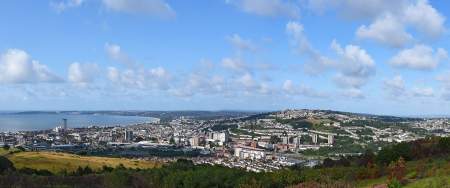 landscape view of Swansea City taken from Kilvey Hill