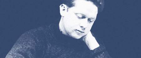 black and white photo of Dylan Thomas