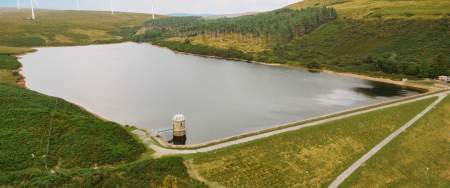 Ariel shot of Lliw Reservoir