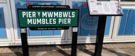 Mumbles Pier replica railway sign