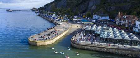 Aerial photo of Mumbles with pier in the background