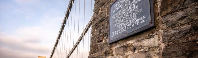 The sign o n the Clifton end of the Clifton Suspension Bridge in West Bristol - credit Lee Pullen Photography for Clifton Suspension Bridge Trust