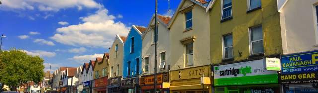 Shop fronts on Gloucester Road, Bristol - credit Anne-Louise Perez