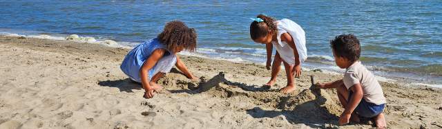Kids playing on the beach