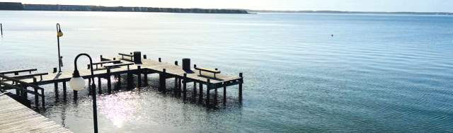 Outdoor Living and Style Blue and Orange Fishing Dock Outdoor