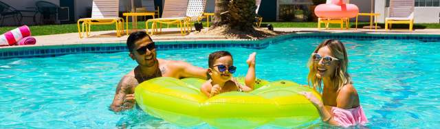 Family in pool