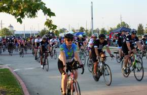 Group of Bicyclists at the Spindletop Spin in Beaumont, TX