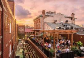 The rooftop bar at Brewer's Alley is a popular spot in hip and historic Downtown Frederick.