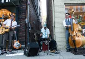 Band playing on the street in Downtown Frederick