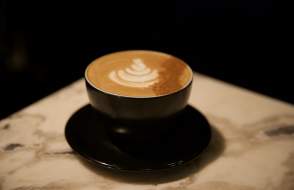 Mug of coffee sitting on counter