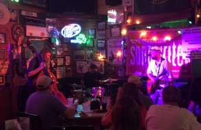 live music in a dimly lit restaurant