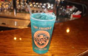 cocktail sitting on a bar