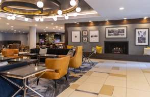 Stylish lobby at the Sheraton Ann Arbor