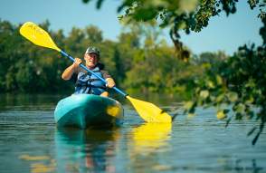 Man kayaking on Huron River