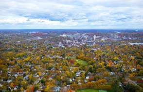 Aerial of Ann Arbor in Fall