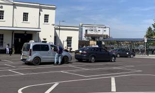 Taxis outside Cheltenham Spa Train Station.