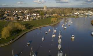 Ariel view of Christchurch town and quay