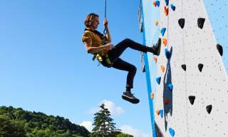 View of a climber on a rock wall