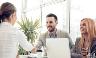 people in an interview