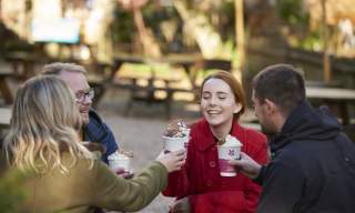 visitots at buckland abbey enjoying seasonal refreshments