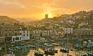 brixham marinaphpto at sunset